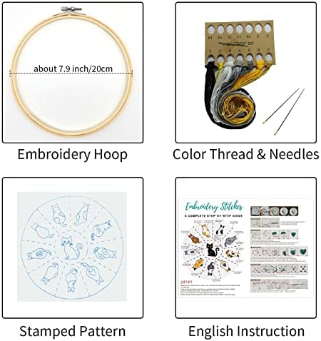 Louise Maelys Cute Cat Embroidery Kit for Beginners DIY Gift Craft - Image 2