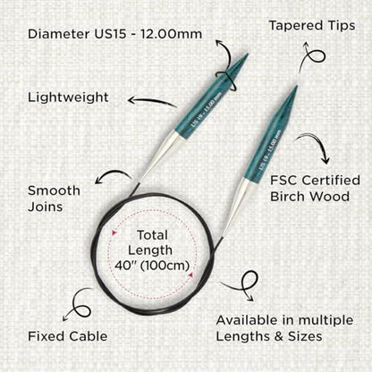 KnitPro Dreamz Fixed Circular Needles 40" (100cm) | US Size 19 (15mm) - Image 3
