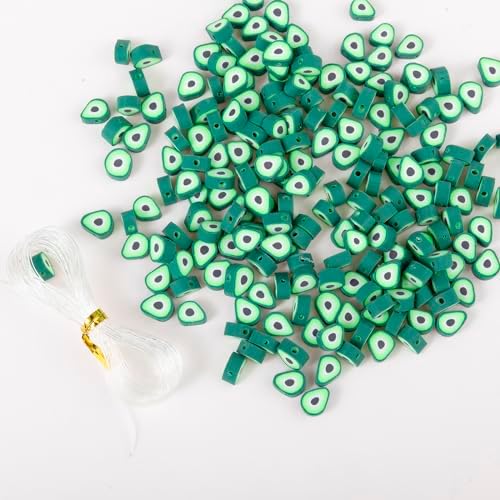 100pcs Green Avocado Polymer Clay Spacer Beads for Women Jewelry Making DIY Bracelet Necklace Hair Clip Accessories (Avocado) - Image 2