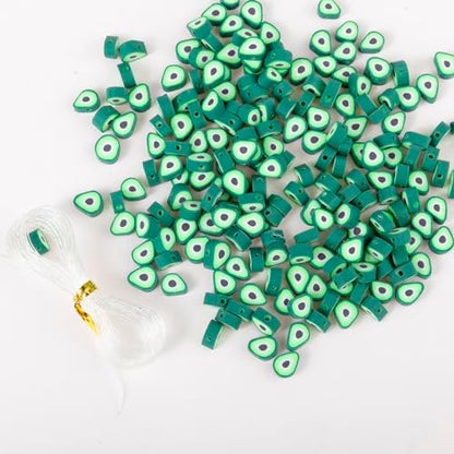 100pcs Green Avocado Polymer Clay Spacer Beads for Women Jewelry Making DIY Bracelet Necklace Hair Clip Accessories (Avocado) - Image 2