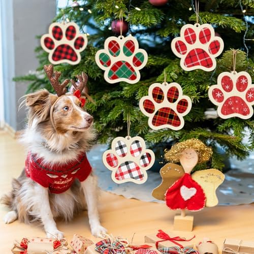Large Dog Paw-Shaped Wooden Welcome Door Sign to Paint 10Pcs, DIY Blank Unfinished Wood Ornament for Crafts Hanging Decorations, Dog House Pet Theme Party Decoration Halloween Christmas Thanksgiving - Image 2