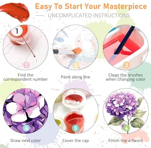 Offito Framed Paint by Numbers Kit for Adults Beginners, Flowers - Image 7