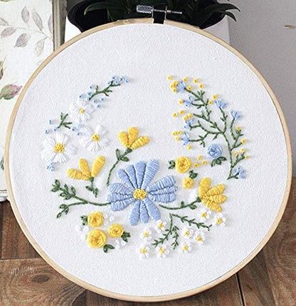 Embroidery Kit Squirrel Floral Design Flower Garden Awesocrafts Full Range of Embroidery Starter Kits for Beginners Adults DIY Handmade Easy Patterns (Blue) by Awesocrafts
