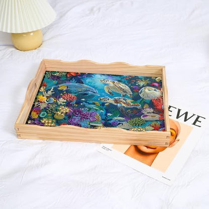DOTSOPS 5D Landscape Diamond Art Painting Wooden Serving Trays with Handles - Image 6