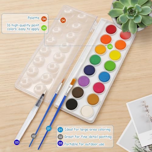 Watercolor Workbook for Adults – Flowers Watercolor Coloring Book with 14 Watercolor Paintings, 16 Colors, 3 Brushes & Color Mixing Guide – Large 200GSM Paper for Beginners & Art Enthusiasts - Image 5
