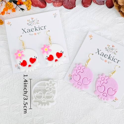 Xaekicr Heart Skull Polymer Clay Cutters for Earrings – 1pc Cute Skull Clay Earring Cutters, Polymer Clay Molds, Halloween Clay Tools - Image 3