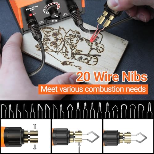 Preciva 935 Dual Handle Wood Burning Kit - Professional Pyrography Tool with 20 Wire Nibs & Pen Holder | Adjustable Temp 482~1382℉ | for Wood Burning, Leather Craft, Art Designs - Image 4