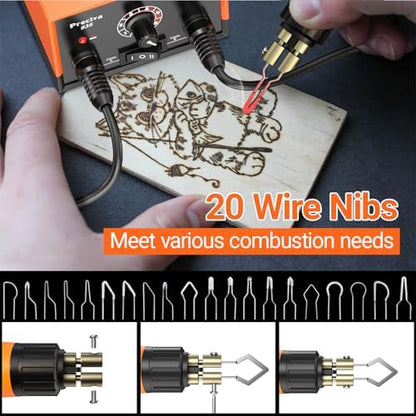 Preciva 935 Dual Handle Wood Burning Kit - Professional Pyrography Tool with 20 Wire Nibs & Pen Holder | Adjustable Temp 482~1382℉ | for Wood Burning, Leather Craft, Art Designs - Image 4