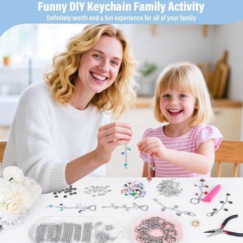 Modacraft 443 Pcs Charms Lip Gloss Keychain Making Kit, Silver DIY Bag Charm Kit Including 28 Key Chain Hooks 30 Extender Chains 172 Charms 200 Jump Rings 10 Lobster Clasps 1 Plier for Gifts Supplies - Image 5