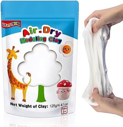 ifergoo 125g Foam Magic Modeling Clay, 4.41 oz White Air Dry Clay for Kids by iFergoo