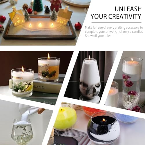 Pansyling Pearled Candle Sand Set, Refillable 1.1Lb Sand Wax, 50 X 6”Candle Wicks, Smoke Free Powder Snow Candles Sand Wax, 120 Hours Burning Time DIY Candle Making Kit, White - Image 5