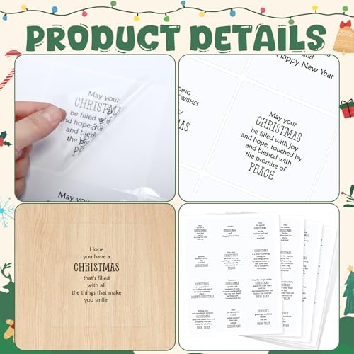 Watersay 240 Pcs Christmas Verses Stickers,Peelable for Cards Making - Image 3
