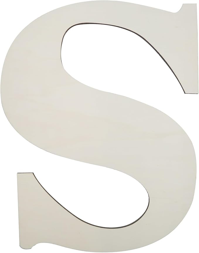 12 Inch Unfinished Wooden Numbers, 1/8 Inch Thick Large Blank Wooden Alphabet Handmade Painting Sign Boards for DIY Birthday Wedding Graduate Party Decor Props - S