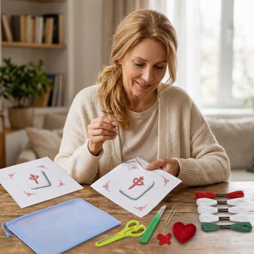 13Pcs Red Dragon 18 Mesh Needlepoint Canvas Kit for Beginners Adults - Image 5