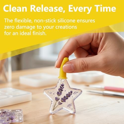 31 PCS Resin Hole Maker (1.5/2/3/4/6/8mm)) with Tweezers - Drill-Free Silicone Tools for Epoxy/UV Resin Jewelry, Keychain, Pet Tags 6 Sizes w/Suction Base Beginner-Friendly DIY Craft Kit （Yellow） - Image 6