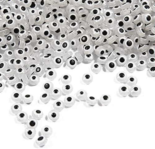 200pcs Clear Color Flat Round Evil Eye Beads Handmade Resin Lampwork Bead 8mm Charms Spacer Beads for Bracelets Necklace Jewelry Craft Making (Transparent) - Image 4