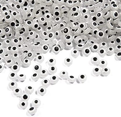 200pcs Clear Color Flat Round Evil Eye Beads Handmade Resin Lampwork Bead 8mm Charms Spacer Beads for Bracelets Necklace Jewelry Craft Making (Transparent) - Image 4