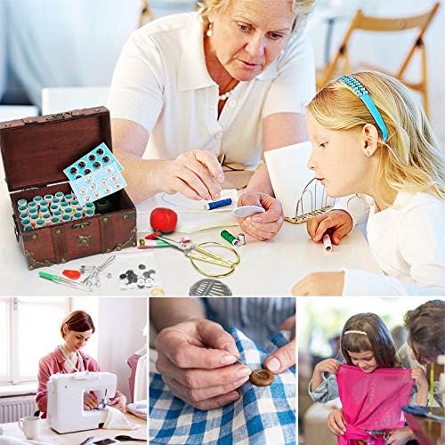 MKNZOME Wooden Sewing Basket - Sewing Box with Supplies for Travel Home - Image 2