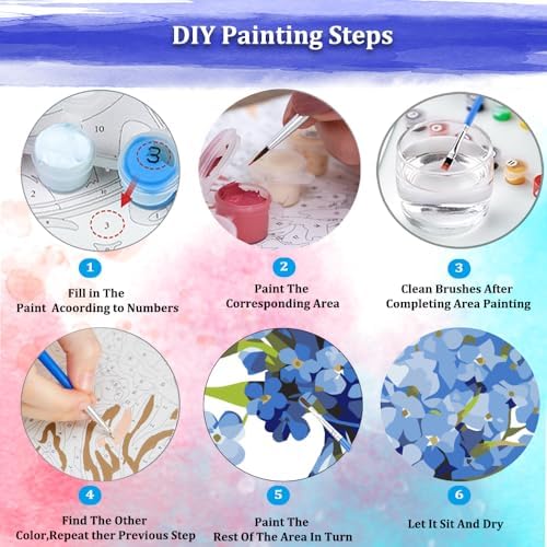JUJUHOOD Blue Daisy Flower Paint by Numbers Kit for Adults Beginner & Kids Ages 8-12, Easy Paint by Number Without Easel, Simple Paint by Numbers for Gift Home Wall Decor (10x10Inch) - Image 6
