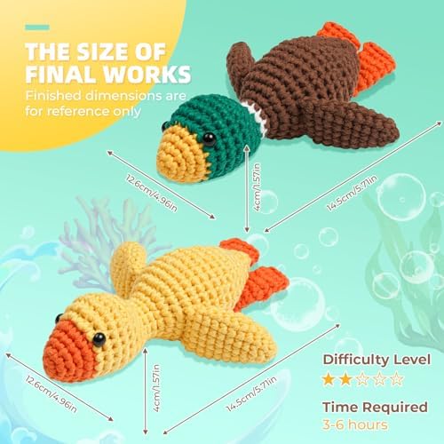MOREJMTT Crochet Kit for Beginners, Learn to Crochet, Include Easy Knitting Soft Yarn, Step-by-Step Video Tutorial, Hook, Holiday Birthday Gift for Adults(2 Pack Ducks) - Image 5