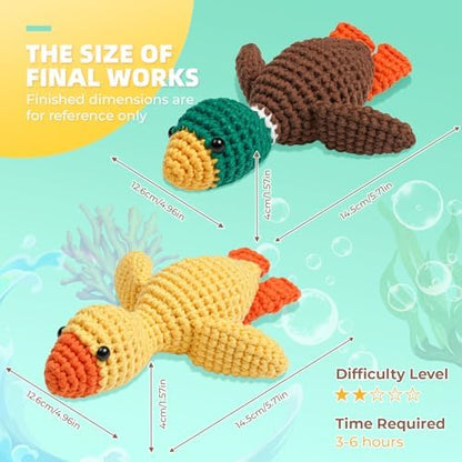 MOREJMTT Crochet Kit for Beginners, Learn to Crochet, Include Easy Knitting Soft Yarn, Step-by-Step Video Tutorial, Hook, Holiday Birthday Gift for Adults(2 Pack Ducks) - Image 5