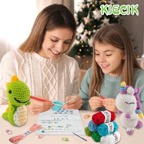 6Pcs Crochet Knitting Kit for Beginners, Crochet Animal Kits for Adults - Image 3