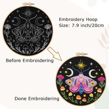 Nuberlic Embroidery Kit for Beginners, Moth Cross Stitch Kit - Image 3