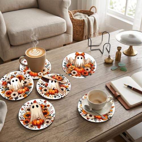 8 Pack Halloween Paint by Numbers Kits Coasters with Holder Cork Pads - Image 3