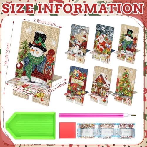 Saillong 6 Pcs Vintage Christmas Diamond Painting Phone Stand DIY Holder - Image 4