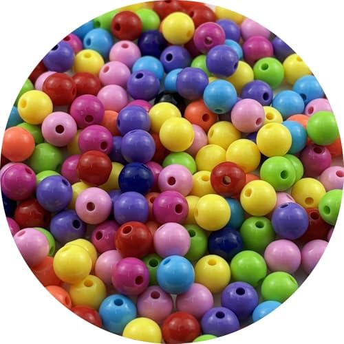 200pcs Acrylic Round Beads for Crafts 10mm Resin Candy Color Spacer Beads with Hole for Jewelry Making Sewing Crafts Decoration Necklaces Bracelets Earrings Supplies(Dark Mix Colors) by Unknown