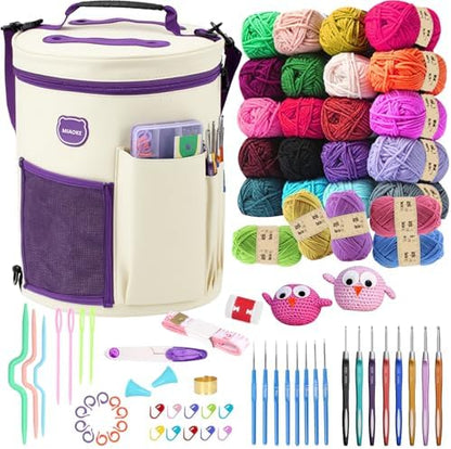 79Pc Crochet Kit, Crocheting Starter Kits with Waterproof Bag & Accessories by MIAOKE