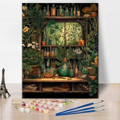 TUMOVO Green Plants and Herbs Bottle Paint by Numbers Kit Gift for Adults by TUMOVO