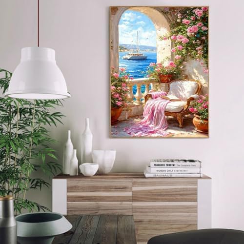 YarnMate Scenery Paint by Numbers for Adults,Resting by Lake Paint by Number for Adults Beginner,Easy Acrylic Paint by Number on Canvas for Relax and Home Wall Decor 16X20 Inch (Without Frame) - Image 3