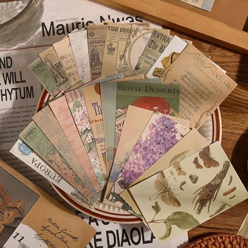 60 Sheets Junk Journal Ephemera Kit, 30 Unique Vintage Scrapbook Paper Patterns for Bullet Journal, Planner Supplies, 3x2 inch (80x50mm) Collage Material (Retro Style) - Image 6