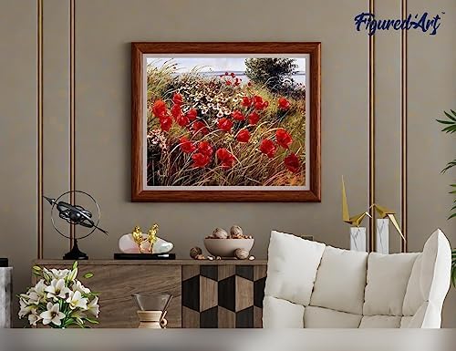 Figured'Art Paint by Numbers for Adults with Frame Wild Flowers in The Countryside 16"x20" - Craft Art Painting DIY Kit Canvas Already Stretched on a Wooden Frame - Image 4