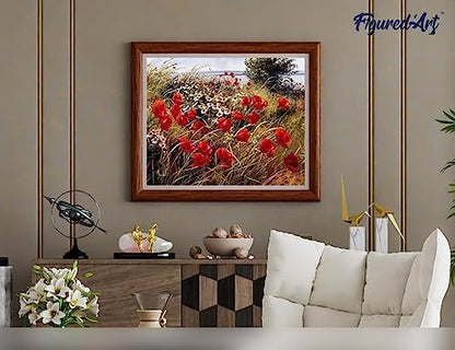 Figured'Art Paint by Numbers for Adults with Frame Wild Flowers in The Countryside 16"x20" - Craft Art Painting DIY Kit Canvas Already Stretched on a Wooden Frame - Image 4