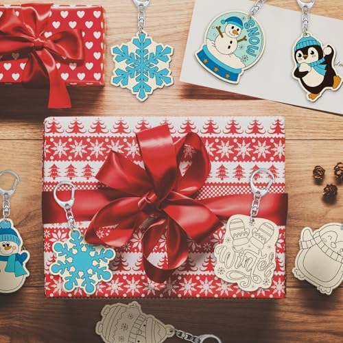 RattanView 24 Pcs Winter Snow Craft Keychains DIY Keychain, 12 Styles - Image 6