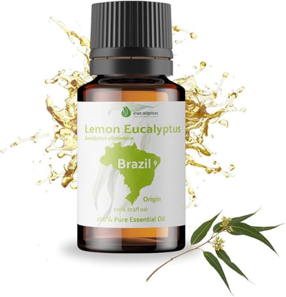 Nature Packaged Lemon Eucalyptus Oil by Eucaliptus from Brazil - Pure Lemon Eucalyptus - 100% Pure Steam Distilled Natural Aceite de Eucalipto Limón - Aromatherapy - Premium Therapeutic Grade (15ml)