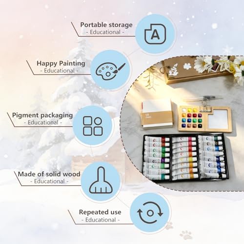 Mini Watercolor Paint Set Bamboo Travel Kit with Watercolor Palette Paintbrush Storage Bag and Water Storage Bottle Ready to Use Watercolor Sets for Artists and Beginners（15 Squares） - Image 5