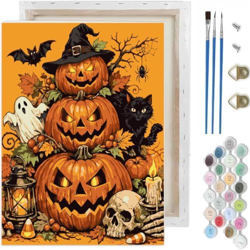 Halloween Paint by Numbers Kit for Adults-Pumpkin,with Frame 10x12In by TCDZMYGS