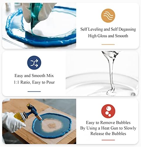 Shabebe Epoxy Resin, 8.8OZ Epoxy Resin Crystal Clear, Not-Yellowing No-Bubble, Self Leveling Easy Pour/Mix 1:1 Casting Kit & Coating for DIY Jewelry Making, Art Resina Clear Crafts, Molds,River Tables - Image 4