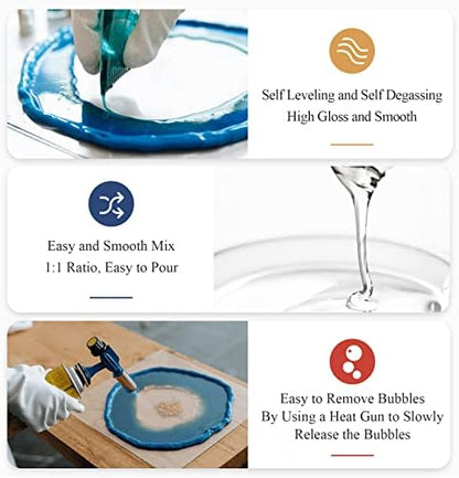 Shabebe Epoxy Resin, 2Gallon Epoxy Resin Crystal Clear, Not-Yellowing No-Bubble,Self Leveling Easy Pour/Mix 1:1 Casting Kit & Coating for DIY Jewelry Making, Art Resina Clear Crafts,Molds,River Tables - Image 4