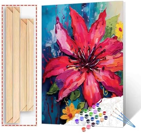Aihonmin Flower Paint by Number Kit for Adults and Kids - Oil Painting Abstract Blooming Flower - Graffiti Paint for Beginners (DIY Frame) by Aihonmin