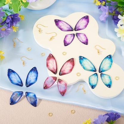 FASHEWELRY 16Pcs Resin Dragonfly Wing Charms Pure Color Insect Wing Earring Pendants Transparent Fairy Wings Charms with Earring Hooks Jump Rings for Necklace Bracelet Crafts Jewelry Making - Image 2