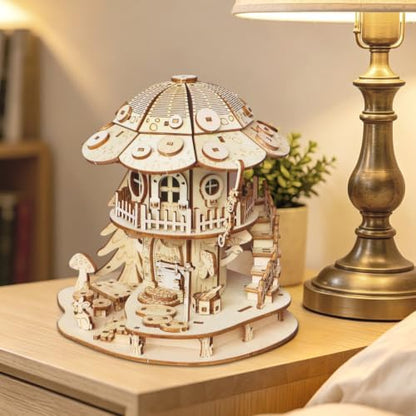 3D Wooden Puzzle for Adults,DIY Creative Mushroom House Model Kit - Image 7