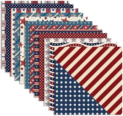 Retro Patriotic Scrapbook Paper Blue Star Patterned Papers Pad 11.8×11.8,24 Sheets Double-Sided Scrapbooking CardStock Paper for 4th of July Card Making Veteran's Day Cardmaking DIY Origami Papers. - Image 3