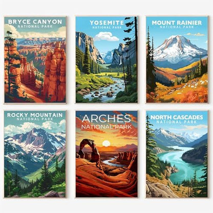 AOSGEDY 6 Pack Paint by Numbers Kit for Adults Beginner, National Park Adult Paint by Number Kits on Canvas Without Frame, DIY Landscape Painting with Numbers Craft for Home Decor 10x14 Inch by AOSGEDY