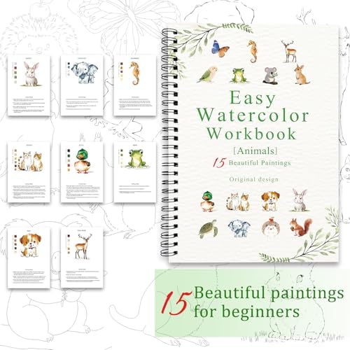 Watercolor Workbooks, 16 Colors Water Color Books Paint Set for Adults, Watercolor Coloring Book for Beginners, Water Color Workbook, 15 Beautiful Paintings for Beginners (Animals) - Image 3