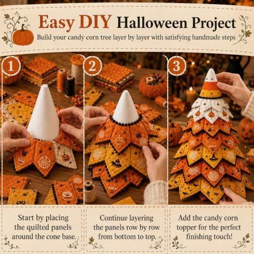 2026 New Christmas & Halloween DIY Quilted Fabric Tree Kit, 3D Layered Sewing Craft Set for Beginners, Christmas Tree Quilt Kit, Handmade Tabletop Holiday Decor, Gift for Craft Lover - Image 5