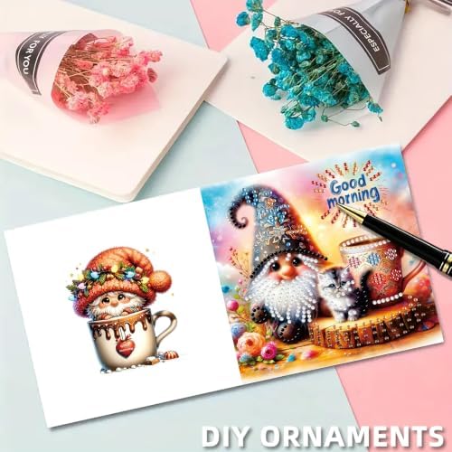 6PCS Good Morning Goblin Diamond Art Painting Greeting Cards Kit with Envelopes - 5D DIY Diamond Art Card Kits for Adults - Handcrafted Postcards for Birthday & Holiday - Image 6